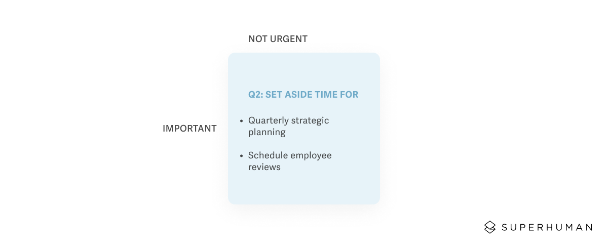 important and not urgent quadrant