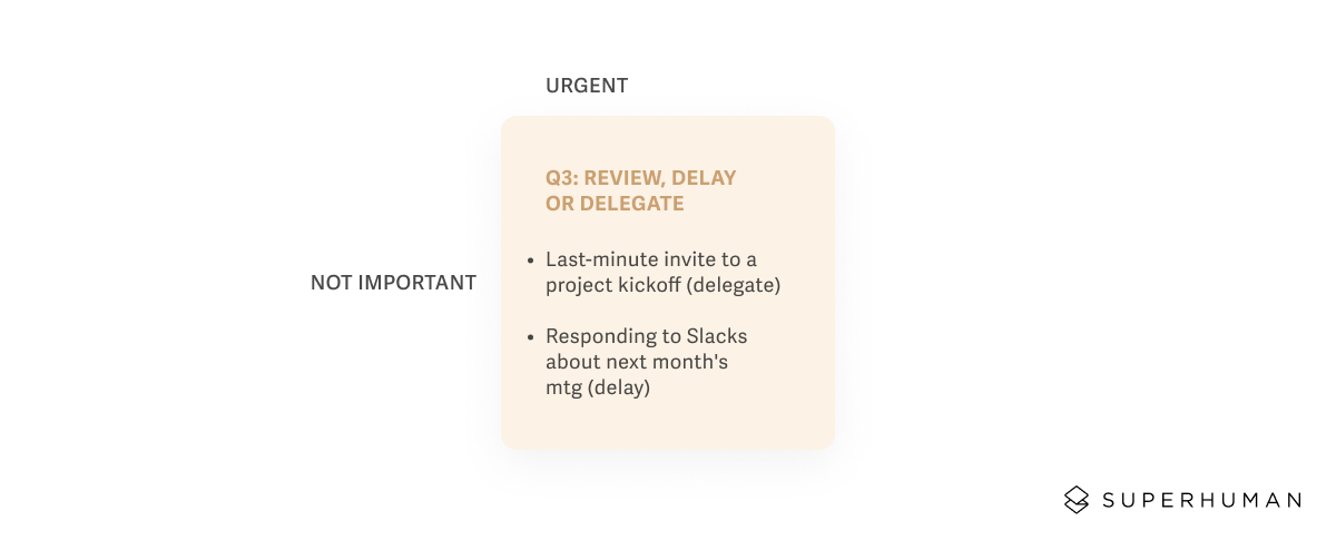 Not important and urgent quadrant