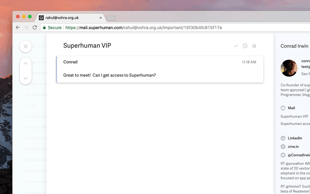 GIF displaying Superhuman's saved snippets feature