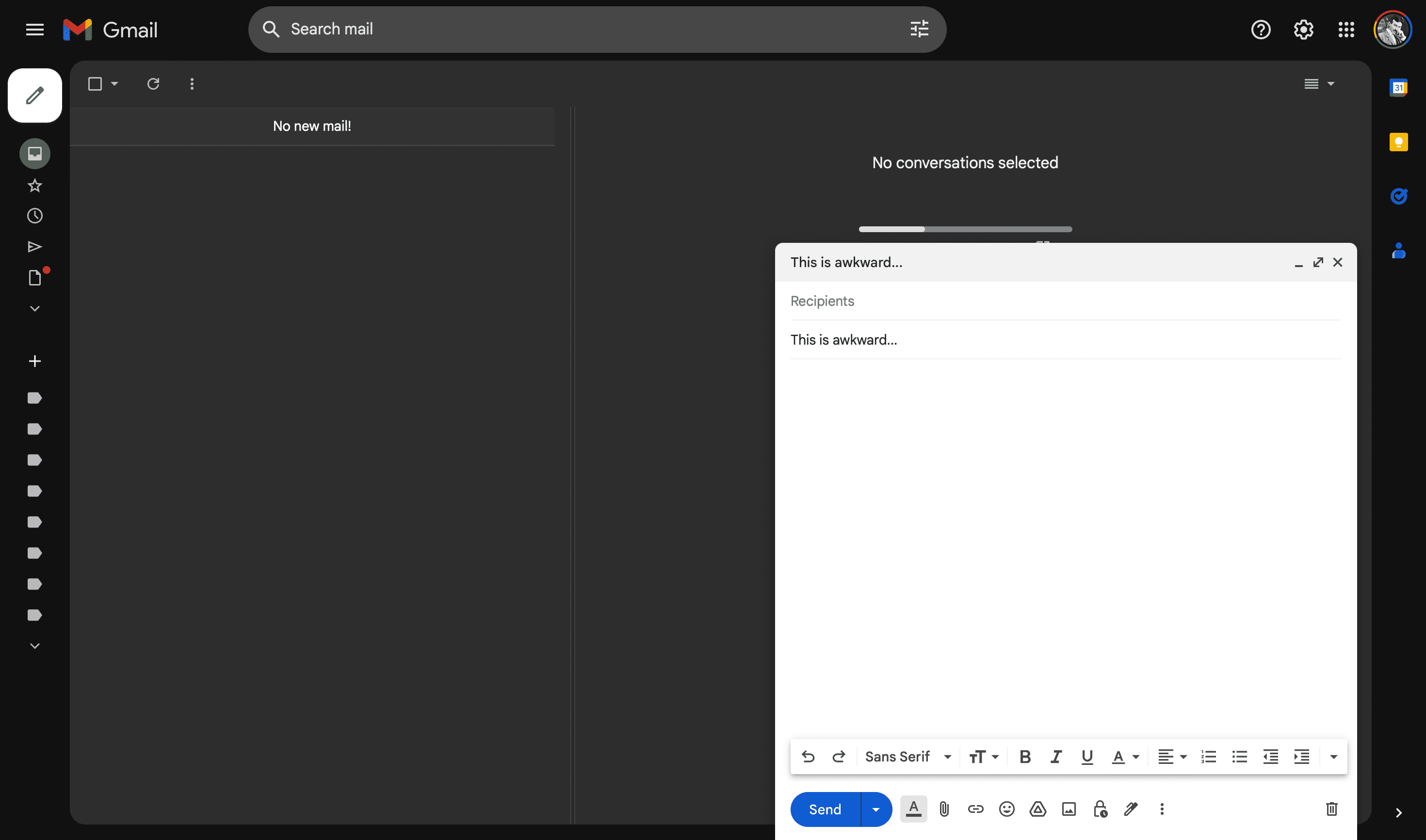 Dark Mode on Gmail Desktop