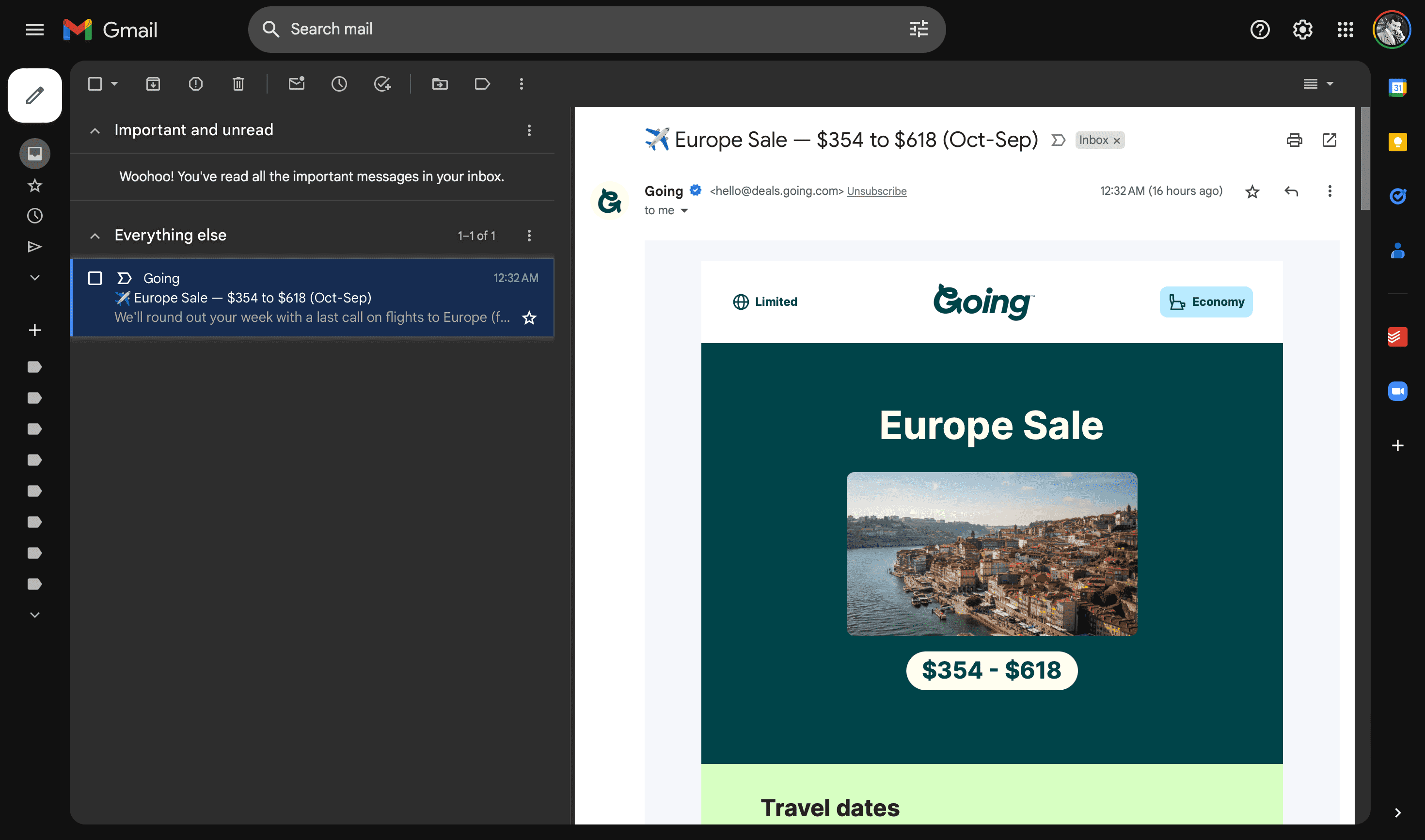 Gmail Dark Mode on Desktop