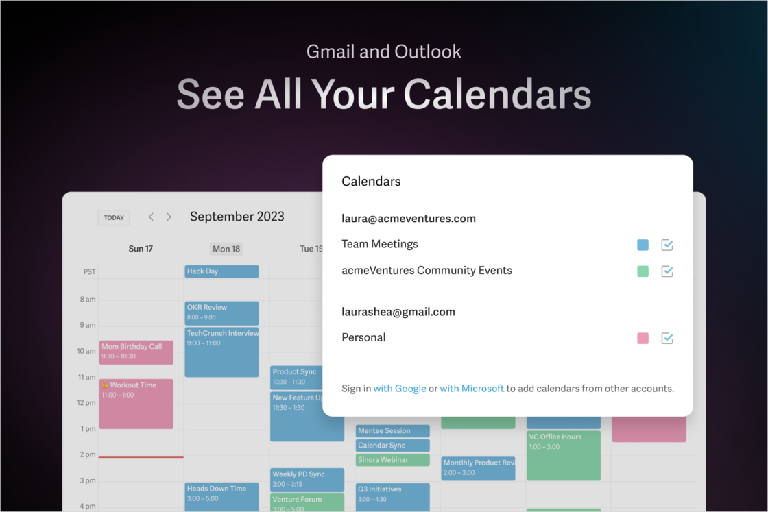 Gmail and Outlook Calendars