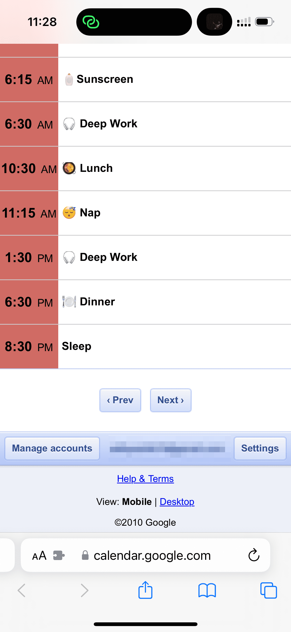 Google Calendar on iPhone