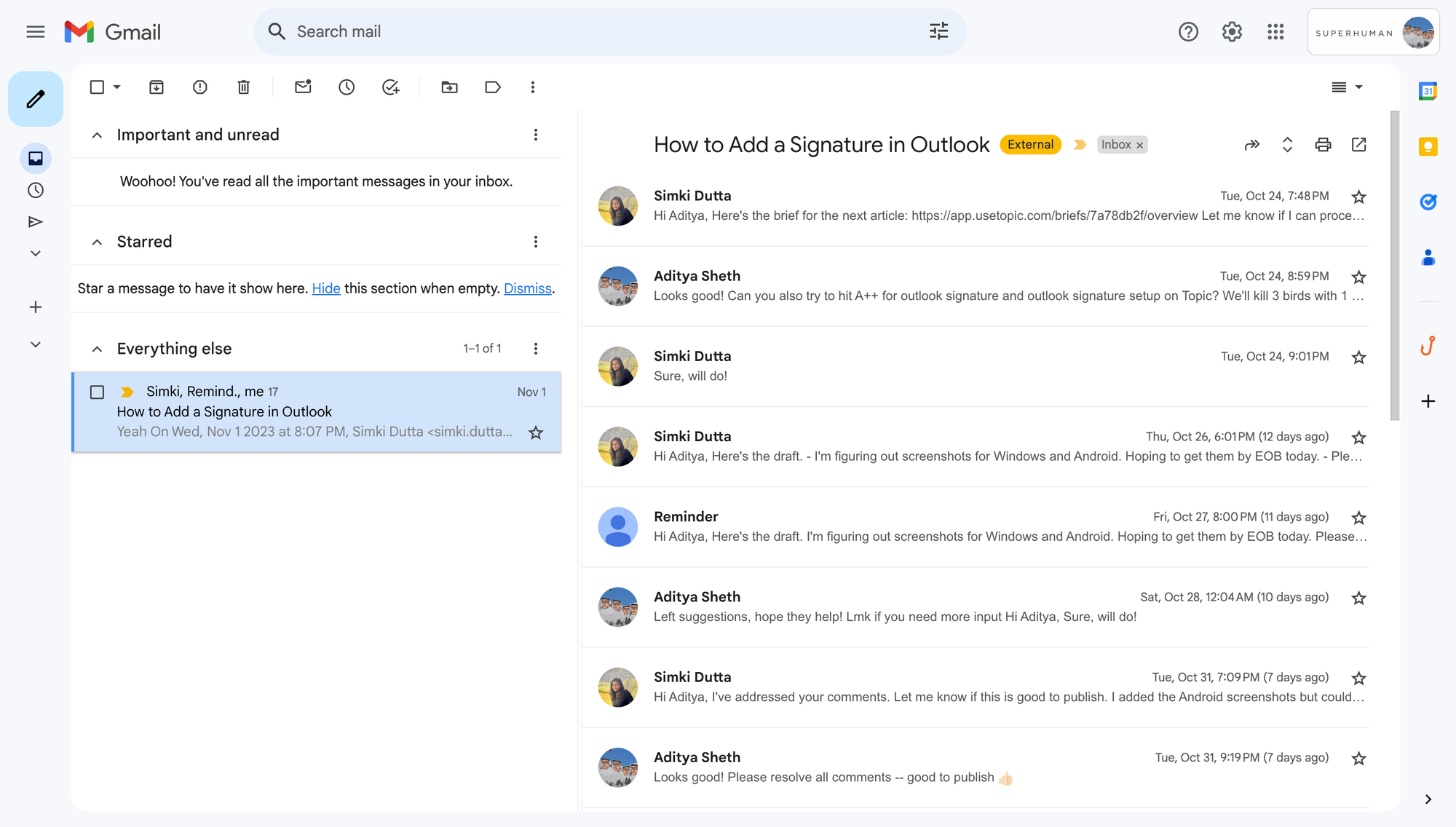 Email Thread in Gmail
