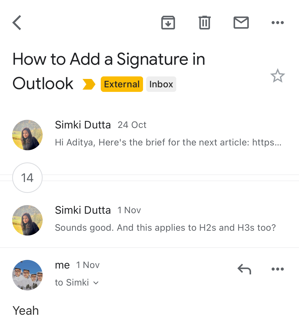 Email Threads in Gmail iOS