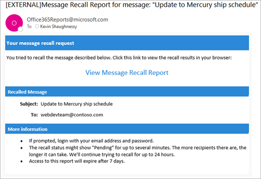 Outlook Email Recall