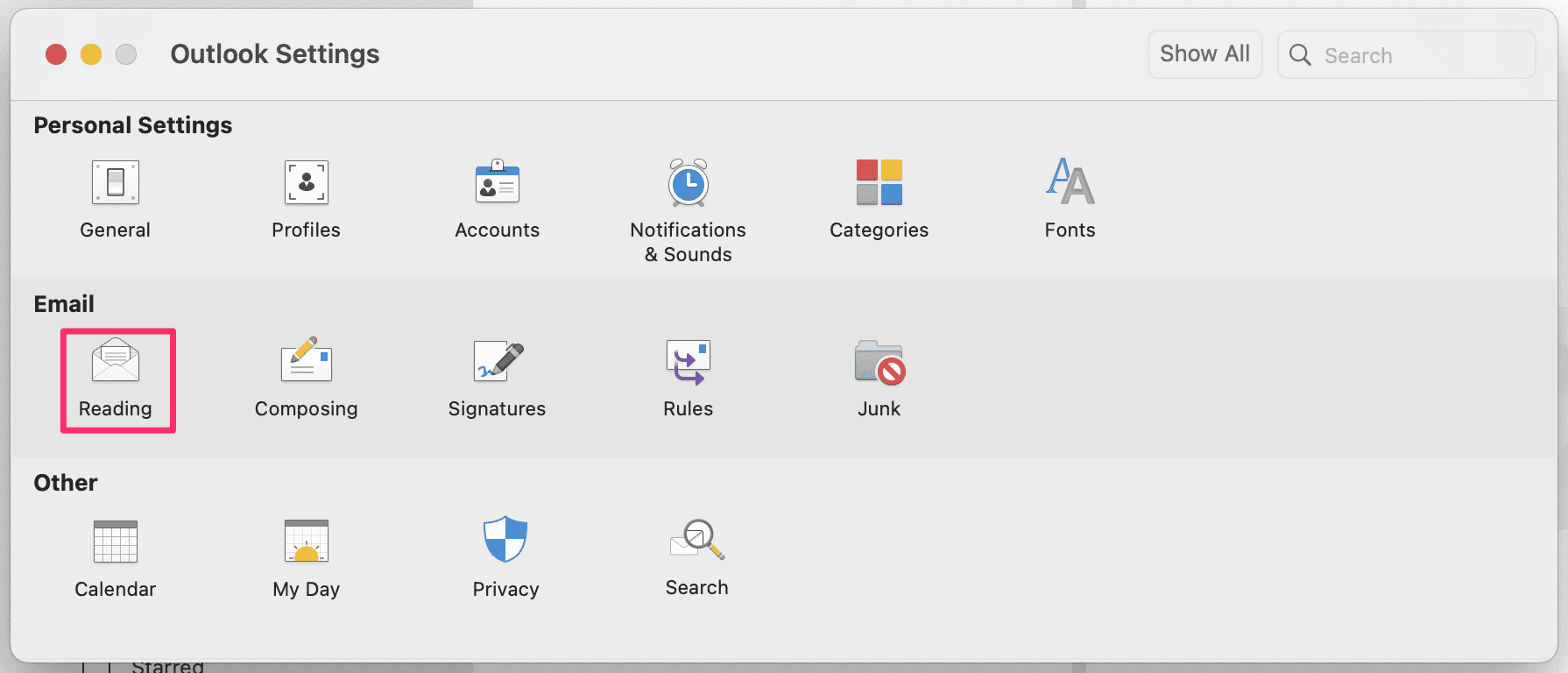 Outlook Settings