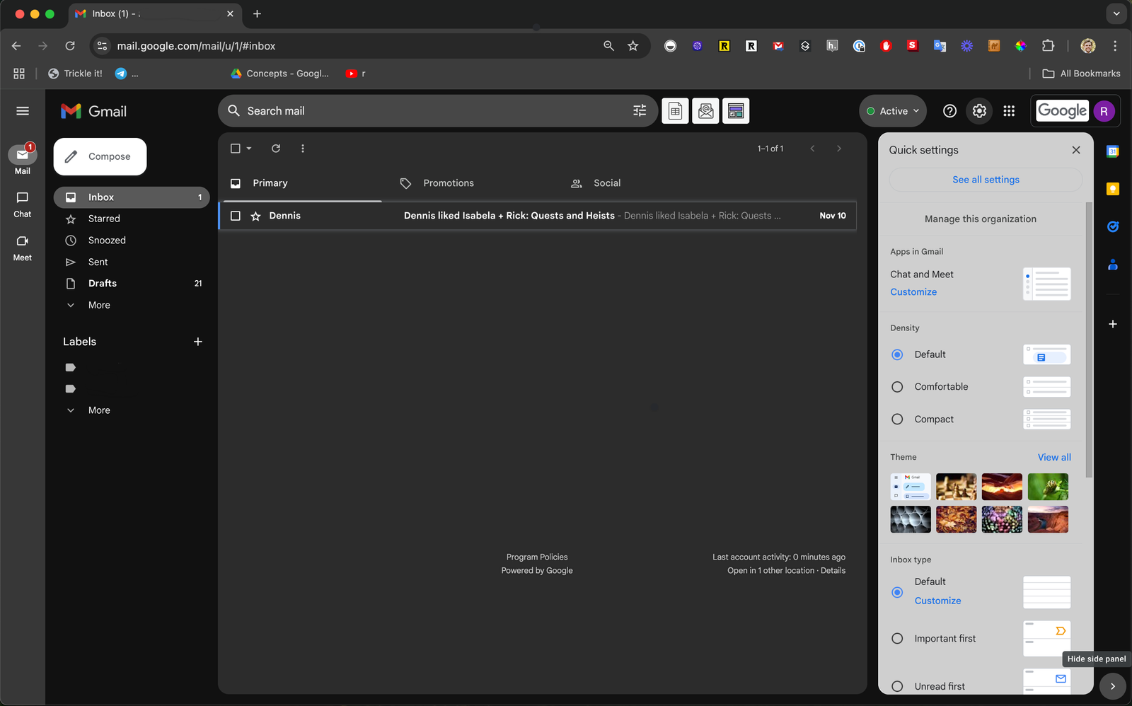 gmail dark mode browser